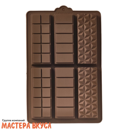 Форма для шоколада силиконовая, плитка ДУБАЙСКИЙ ШОКОЛАД квадраты,полосы, 6 ячеек 275*170*20 мм