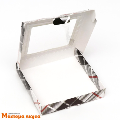 Упаковка для пряников и печенья с окном 16*16*3 см (Настоящему мужчине. Клетка)