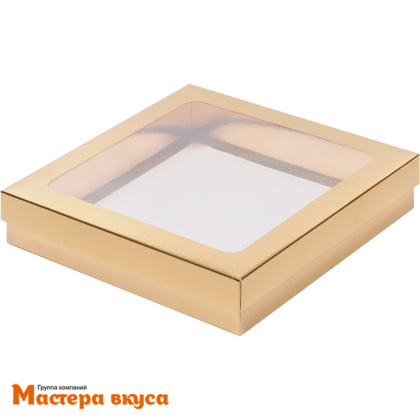 Упаковка для клубники в шоколаде 200*200*40 мм (золото) (2-д)