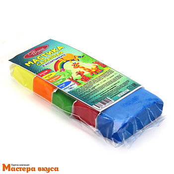 Мастика сахарная "Фанси", 100 гр  5 цветов (желт., оранж., красн., зелен., синий)  