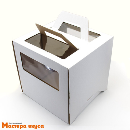 Короб для торта с окном и ручками 260*260*260 мм, белый СТАНДАРТ