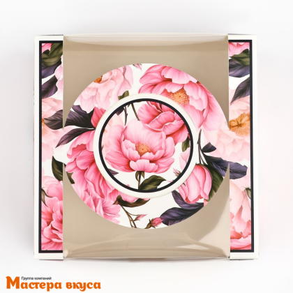 Упаковка для бенто-торта с окном и ручками, 140*140*80 мм  (Для тебя)