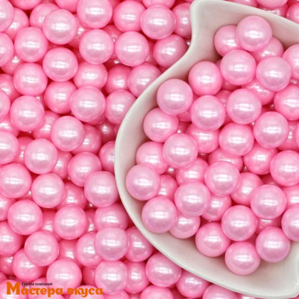 Посыпка Шарики сахарные Жемчуг РОЗОВЫЙ перламутр (10мм), 25 гр