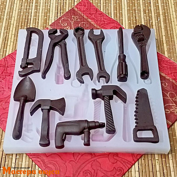 Молд силиконовый ИНСТРУМЕНТЫ (большой набор), 12 фигур, изд от 4,2 до 6,6 см (шоколад~35гр)