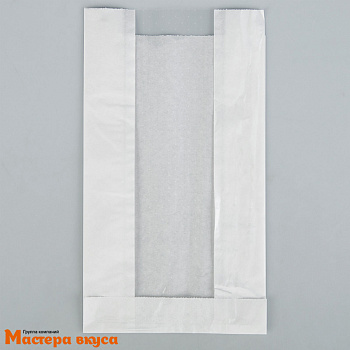 Пакет бумажный 310*170*80 мм, с окном 85 мм, (белый)