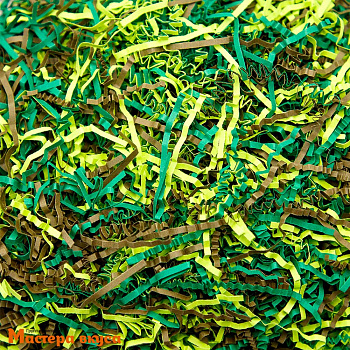 Бумажный наполнитель декоративный,  Микс ЗЕЛЕНЫЙ ХАККИ (милитари) 614, 50гр