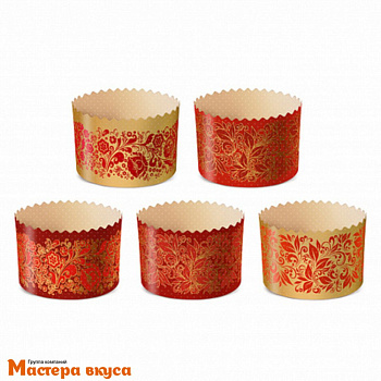 Форма бумажная для кулича (300-350г) d110*h85 мм КРАСНАЯ ПАСХА