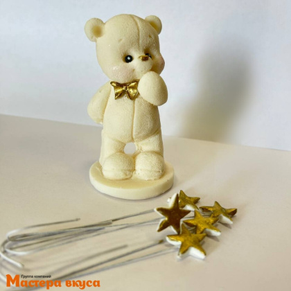 Фигурка из шок. глазури "Мишка со звёздочками, сердечками", h~6,5 см