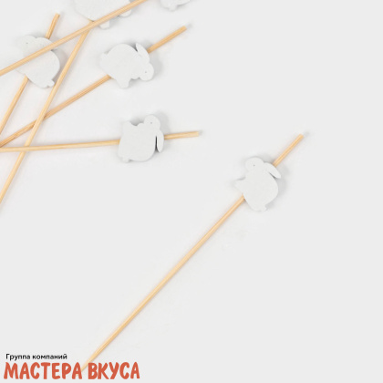 Шпажки (ХВ) "Пасхальные кролики", дерево, 12 см (набор 6 шт)