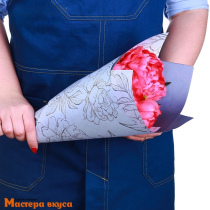 Бумага упаковочная "Лиловые цветы" двухсторонняя (крафт), 50*70 см