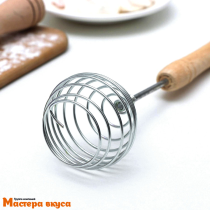 Венчик кулинарный ручка дерево, 24,5 см, нерж.сталь