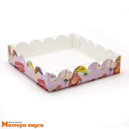 Упаковка для пряников и печенья с прозр. крышкой 155*155*35 мм (С праздником) (2-д)