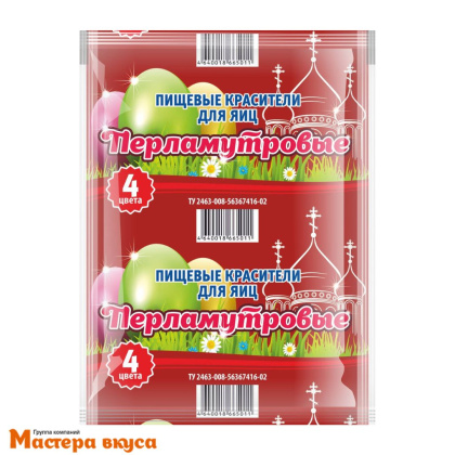 Набор для окрашивания яиц, ПЕРЛАМУТРОВЫЕ "Доктор вкус" (4 цвета)
