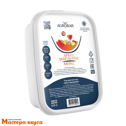Пюре замороженное АРБУЗ-МАРАКУЙЯ с сахаром AGROBAR 0,25 кг