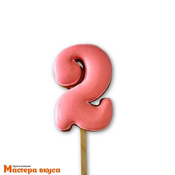 Топпер имбирный пряник-цифра фигурная, розовая - 2