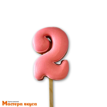 Топпер имбирный пряник-цифра фигурная, розовая - 2