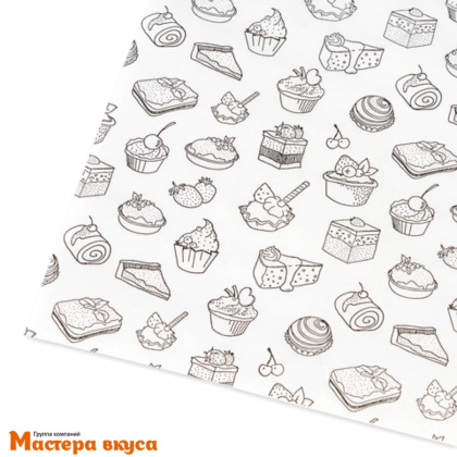 Бумага парафинированная жиростойкая 30*30 см "Сладости" (упак 5 лист)