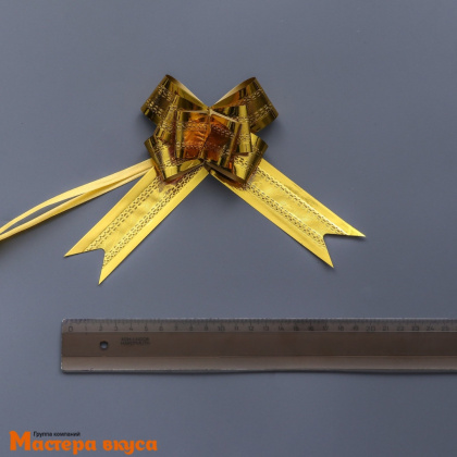 Бант-бабочка ЗОЛОТО Кружевные линии, (ш 3 см) d~9 см