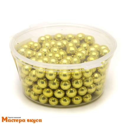 Украшение сахаристое Шарики металл Золотые d5мм, 50гр