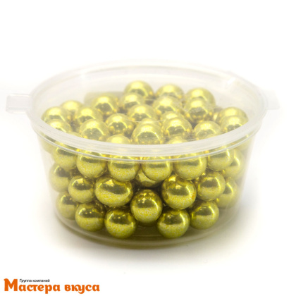 Украшение сахаристое Шарики металл Золотые d7мм, 50 гр