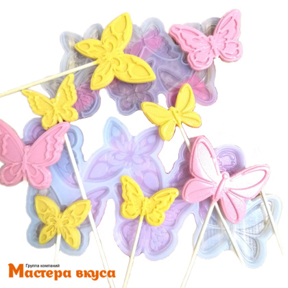 Форма для леденцов силиконовая БАБОЧКИ, (6 ячеек) 5 см