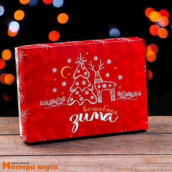 Упаковка для сладостей крышка/дно 210*150*57 мм  (Волшебная зима)