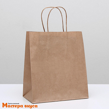 Пакет бумажный с кручеными ручками 220*120*280 мм, (крафт) 