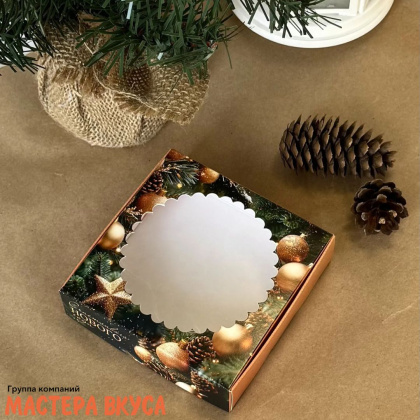 Упаковка для пряников и печенья с окном 11,5*11,5*3 см  НГ (Зимний аромат)