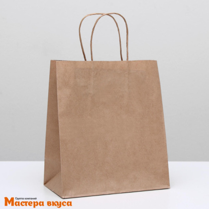 Пакет бумажный с кручеными ручками 220*120*280 мм, (крафт) 