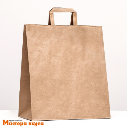 Пакет бумажный с плоскими ручками 320*180*320 мм, (крафт)
