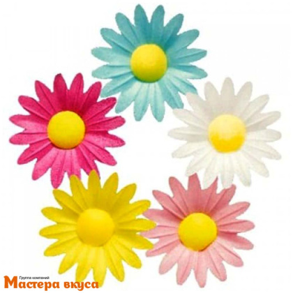 Вафельные цветы МАРГАРИТКИ, d~4.5 см, (упак 10 шт микс)