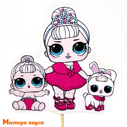 Топпер пластиковый мульт "Кукла с малышкой и питомцем" 12,8*12,6 см ©