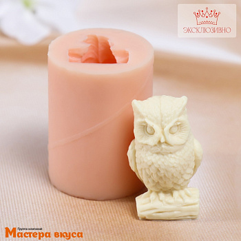 Молд силиконовый СОВА НА БРЕВНЕ (Букля), 5*3,5*3,5 см