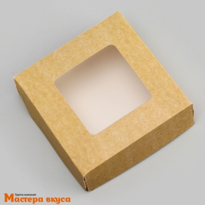 Упаковка для пряников и печенья с окном 11,5*11,5*4 см (крафт)