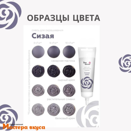 Краситель гелевый Top decor, ЧЕРНЫЙ (СИЗЫЙ), 100гр