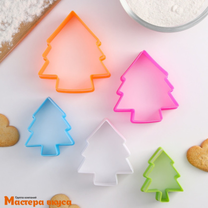 Набор вырубок пластик  ЕЛОЧКА, max ~9*8,5 см (набор 5 шт)