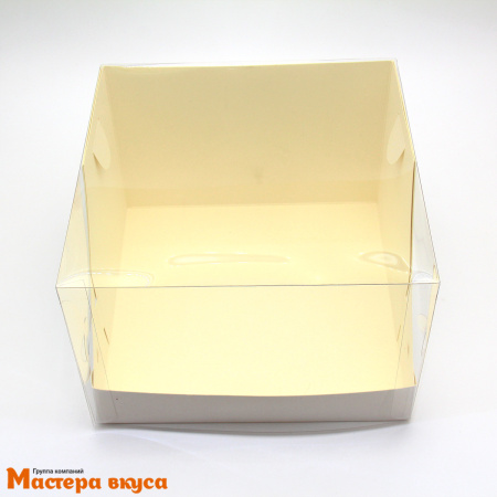Короб для торта с прозрачной крышкой, 205*205*140 мм (белый) (2-д) РК