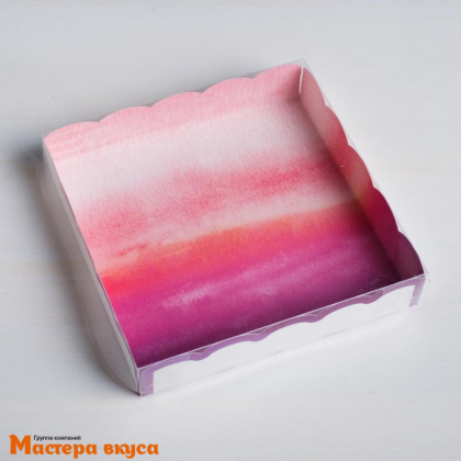 Упаковка для пряников и печенья с прозр. крышкой 150*150*30 мм  (With love)