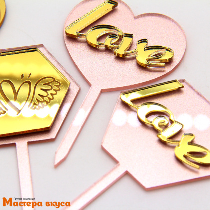 Набор зеркальных топперов LOVE, (набор 4 шт) ~4,5*7,2 см