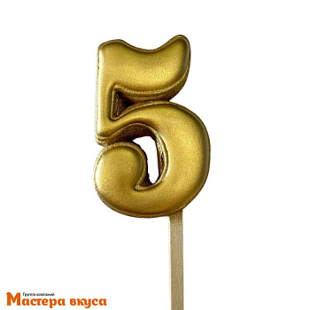 Топпер имбирный пряник-цифра фигурная, золотая - 5