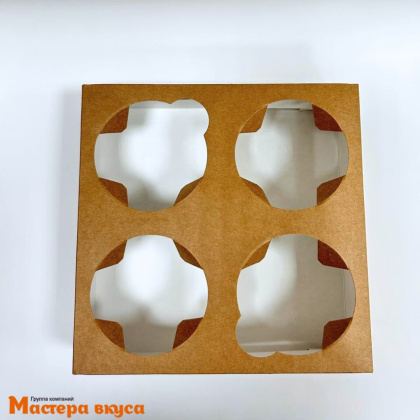 Держатель для ТРАЙФЛОВ (на 4 стакана) крафт