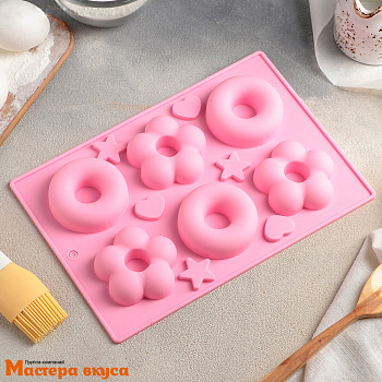 Форма силиконовая ПОНЧИК и РОМАШКА, 6 ячеек, 25,5*17,5 см