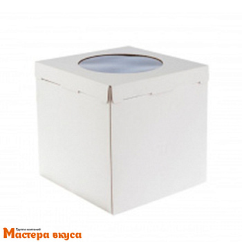 Короб для торта с окном 240*240*220 мм, белый, ForGenika STANDARD I Window White