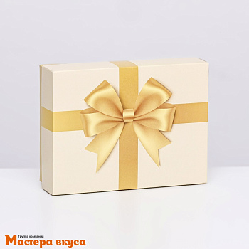 Упаковка для сладостей крышка/дно 165*125*52 мм  (Золотой бант)