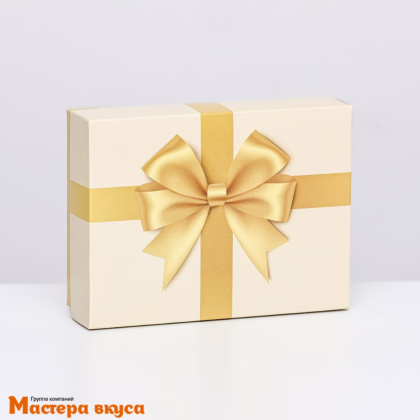 Упаковка для сладостей крышка/дно 165*125*52 мм  (Золотой бант)