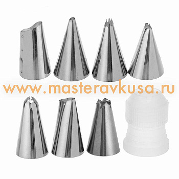 Набор кондитерских насадок (наконечников) для декорирования (7 шт) + адаптер