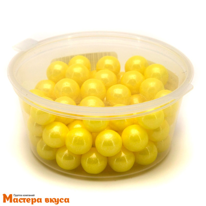 Посыпка Шарики сахарные Жемчуг ЖЕЛТЫЙ перламутр (10мм)