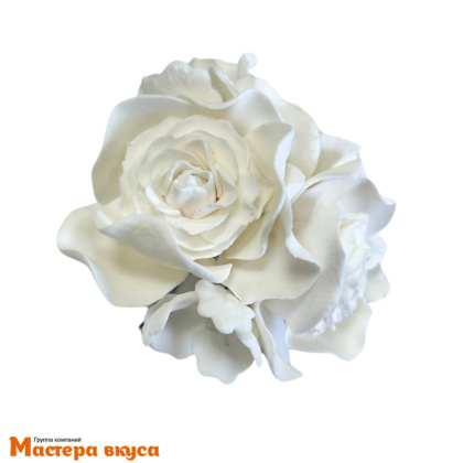 Сахарное украшение букет РОЗА БЕЛАЯ (3 цветка), d ~11см