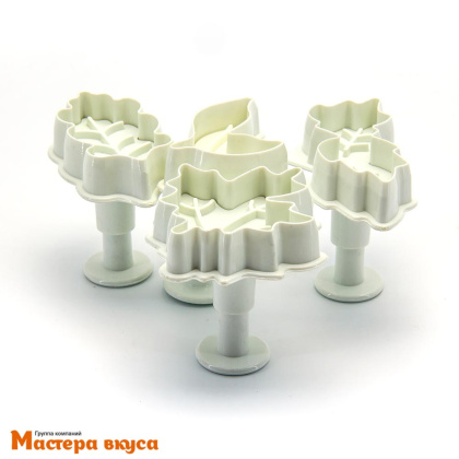 Вырубка-плунжер с выталкивателем ЛИСТОЧКИ МИКС, h~5,5/6,5 см, (набор 4 шт)