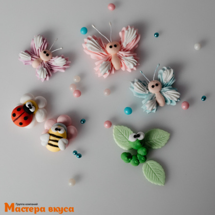 Сахарная фигурка (набор) ПЧЁЛКА, БАБОЧКИ, ЦВЕТЫ, БОЖЬЯ КОРОВКА (набор 8 фигур)